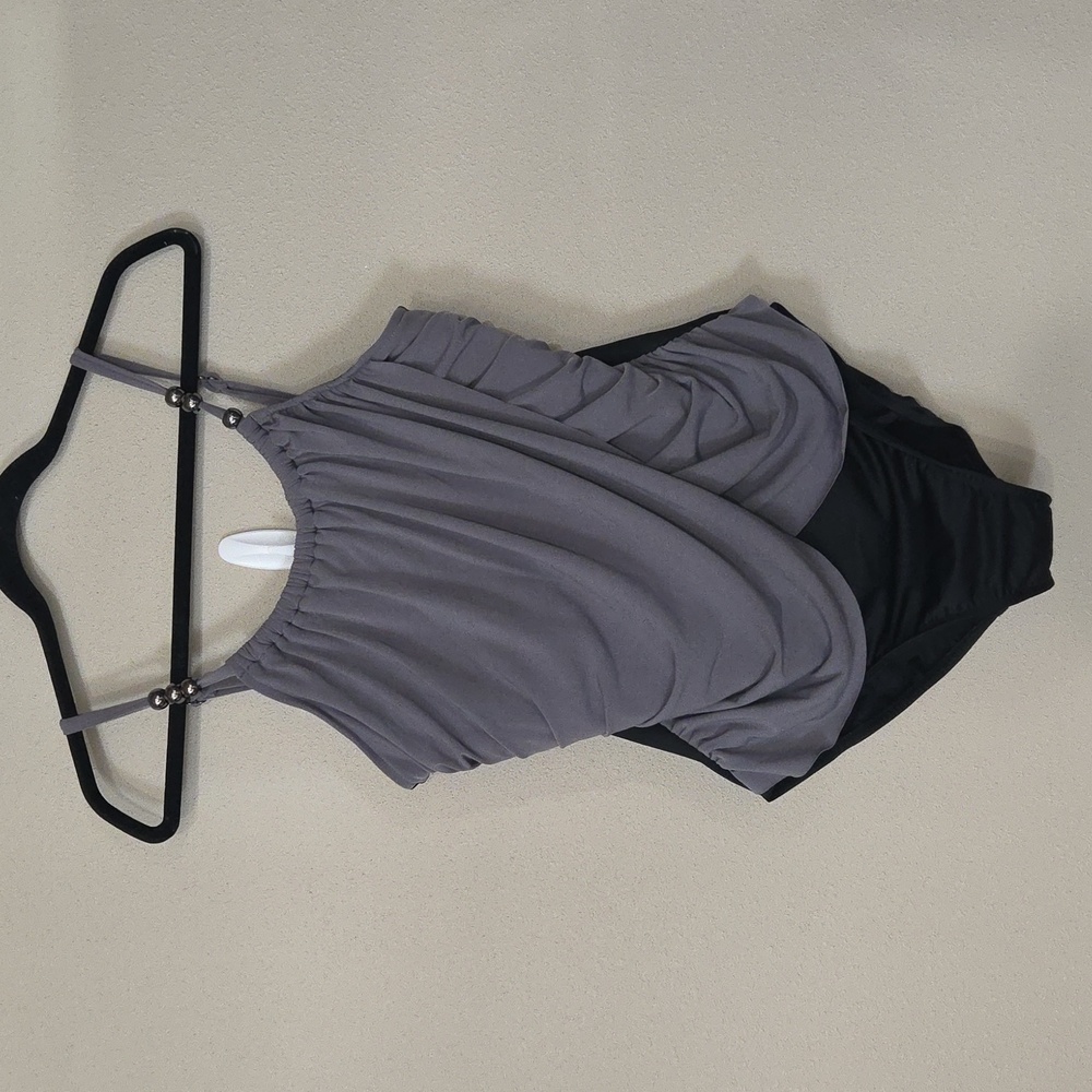 Magicsuit One Piece Lisa Gray Size 14 Tall swimsuit grey black